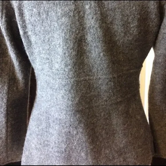 Vintage 2000s Roz & Ali Gray Faux Fur Collar Wool Blazer NWT size small - Picture 11 of 14